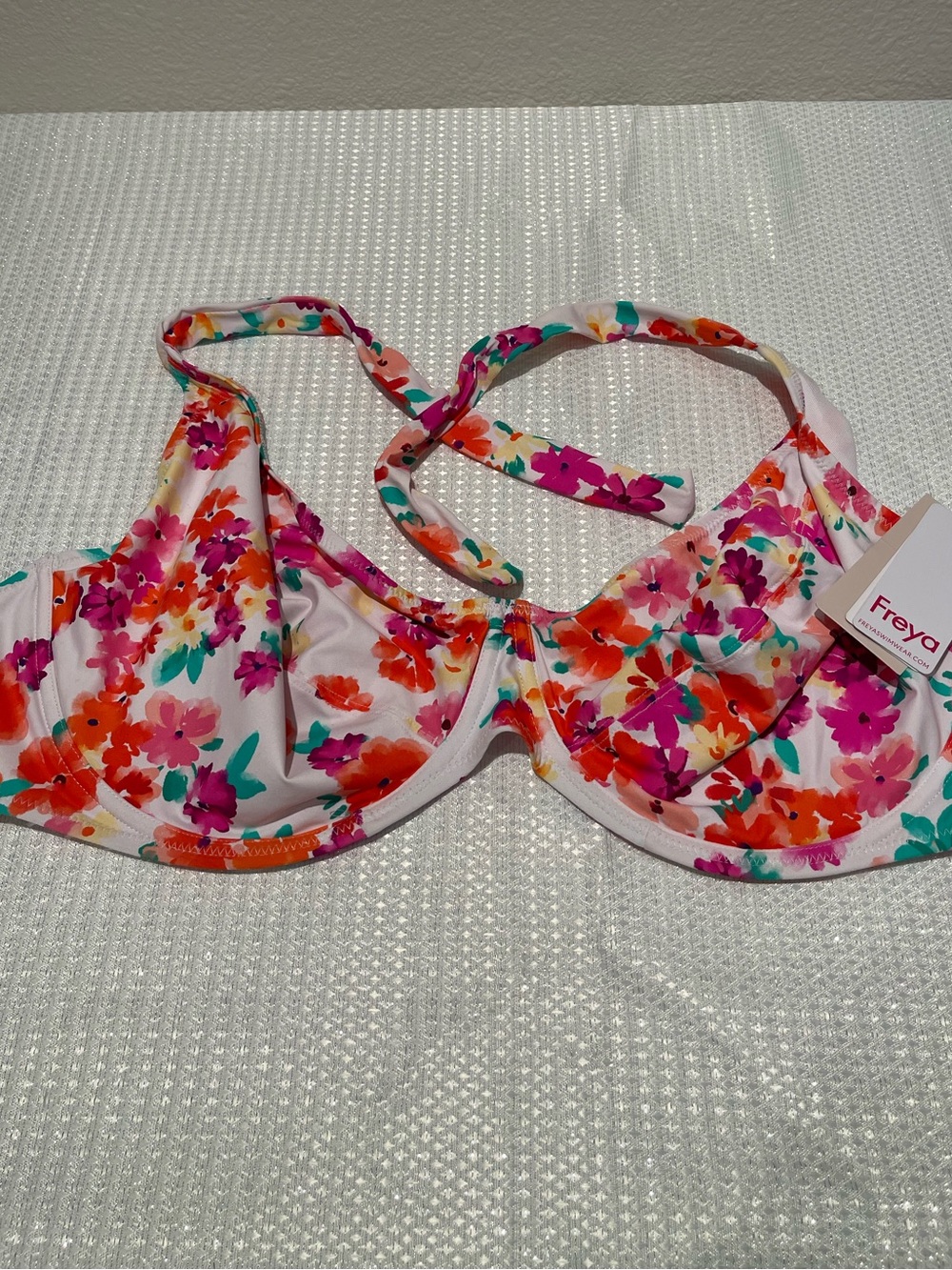 Freya Floral Underwire Bikini Halter Top - NWT - 36H (UK) / 36K (USA)